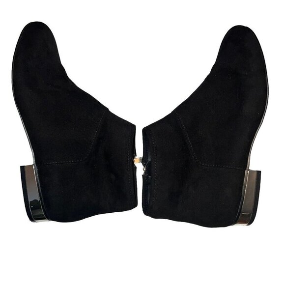 ASOS ACTON Flat Ankle Boots Bootie Women Size 6 Black Suede Side Zipper Preowned - Picture 5 of 11
